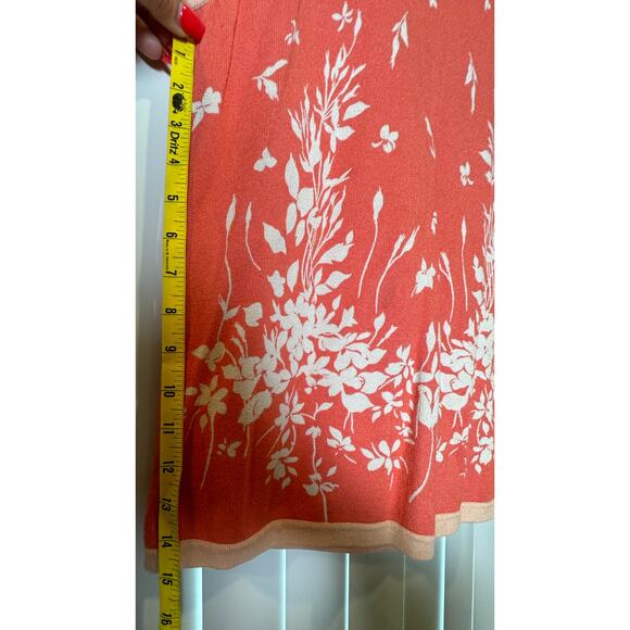 Nordstrom Coral Pink Floral Sweater Tank‎ Sleeveless Sweater Knit Set EUC - Picture 8 of 16